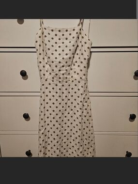 Monteau White Mini Dress with Brown Polka Dots
